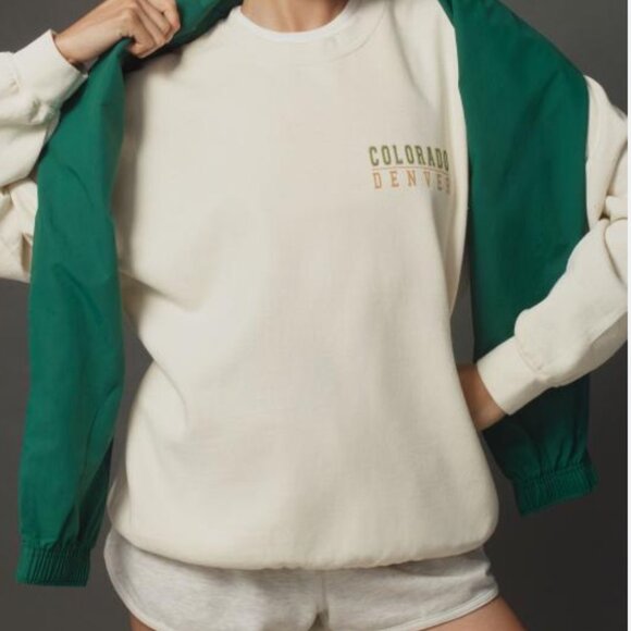 Anthropologie Back Graphic Green Motif Sweatshirt Size S NEW WITH TAG - Picture 2 of 4